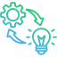 Gear and lightbulb icon representing ERP implementation