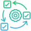 Checkmark and gear icon representing agile delivery