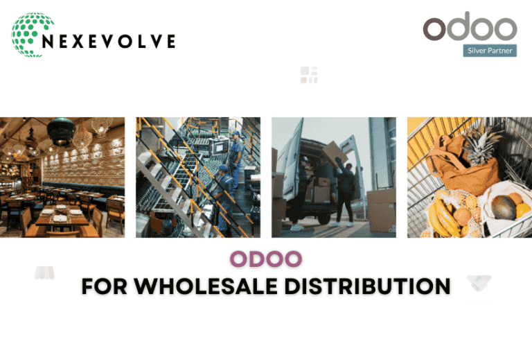 Restaurant, warehouse, and delivery photos representing Odoo ERP for wholesale distribution
